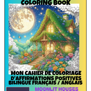 🌈 Cahier de Coloriage & de Confiance en Soi Bilingue – Les Maisons au Clair de Lune